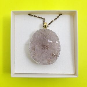 Druzy Quartz Stone Crystal Pendant Necklace